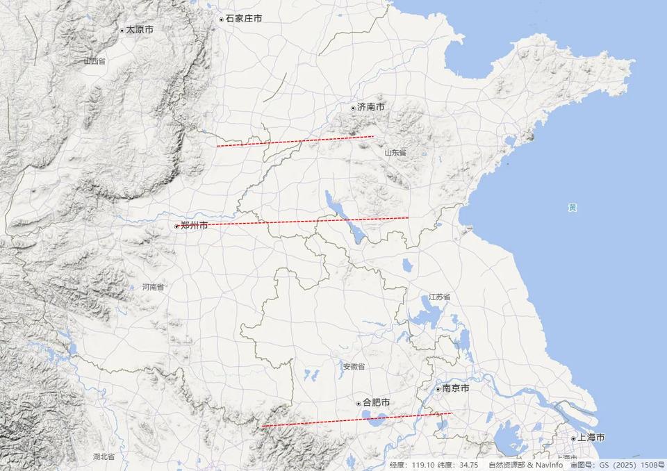 很多人没注意到，山东比河南靠北得多。河南省省会城市郑州的纬度只有34度多，和