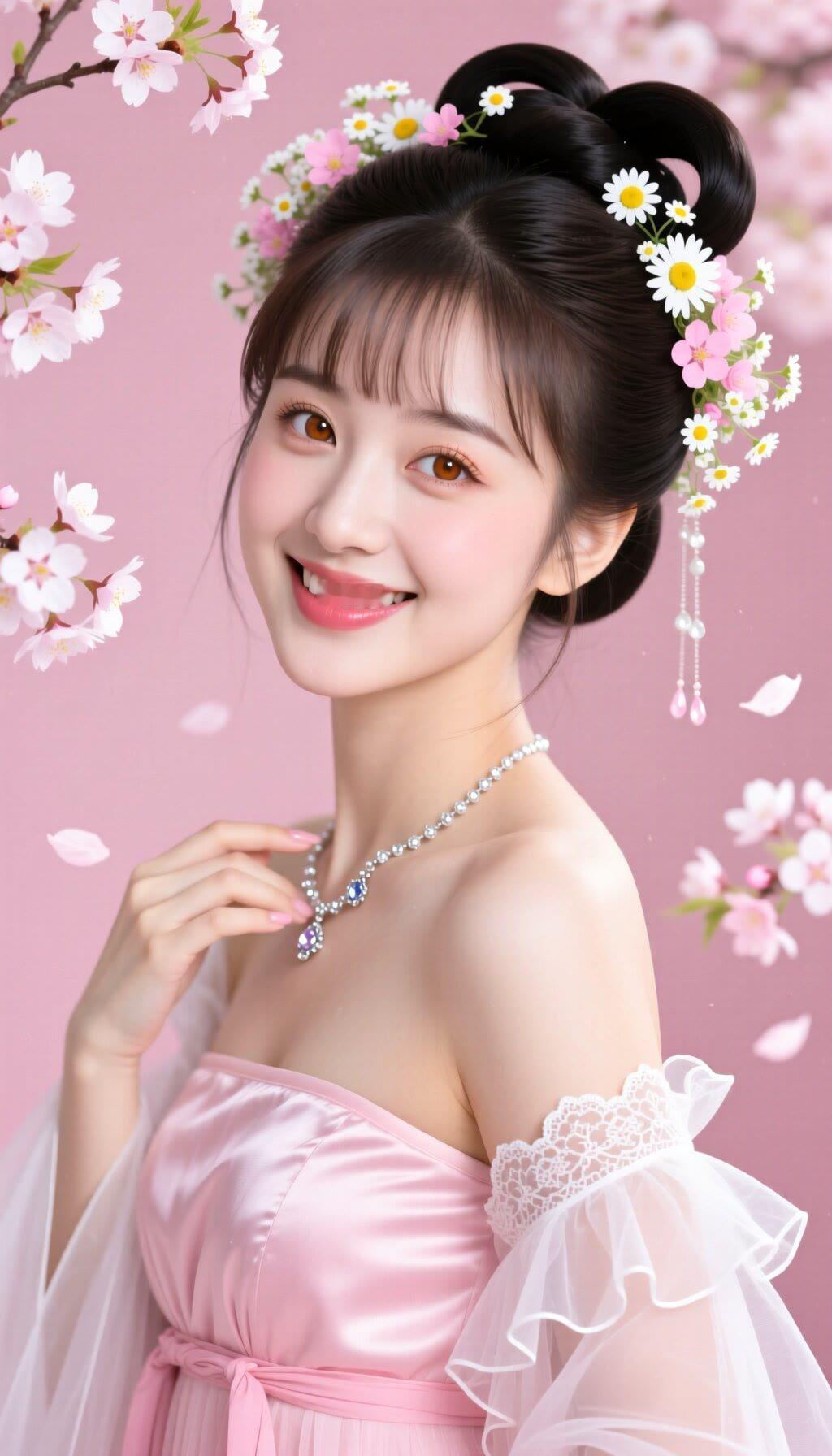 花间笑语，玉簪轻挽。