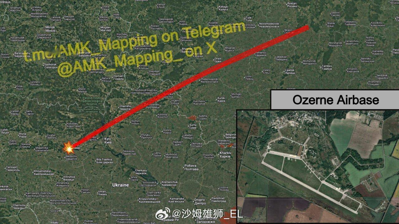 当地时间今天凌晨，俄罗斯空天军的米格-31K从向乌克兰日托米尔州的奥泽恩空军基地