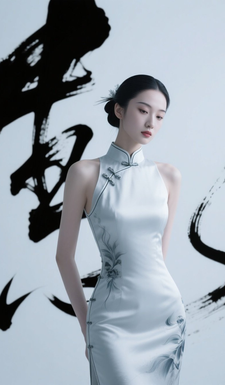 旗袍佳人步生莲，古典气质自天成
