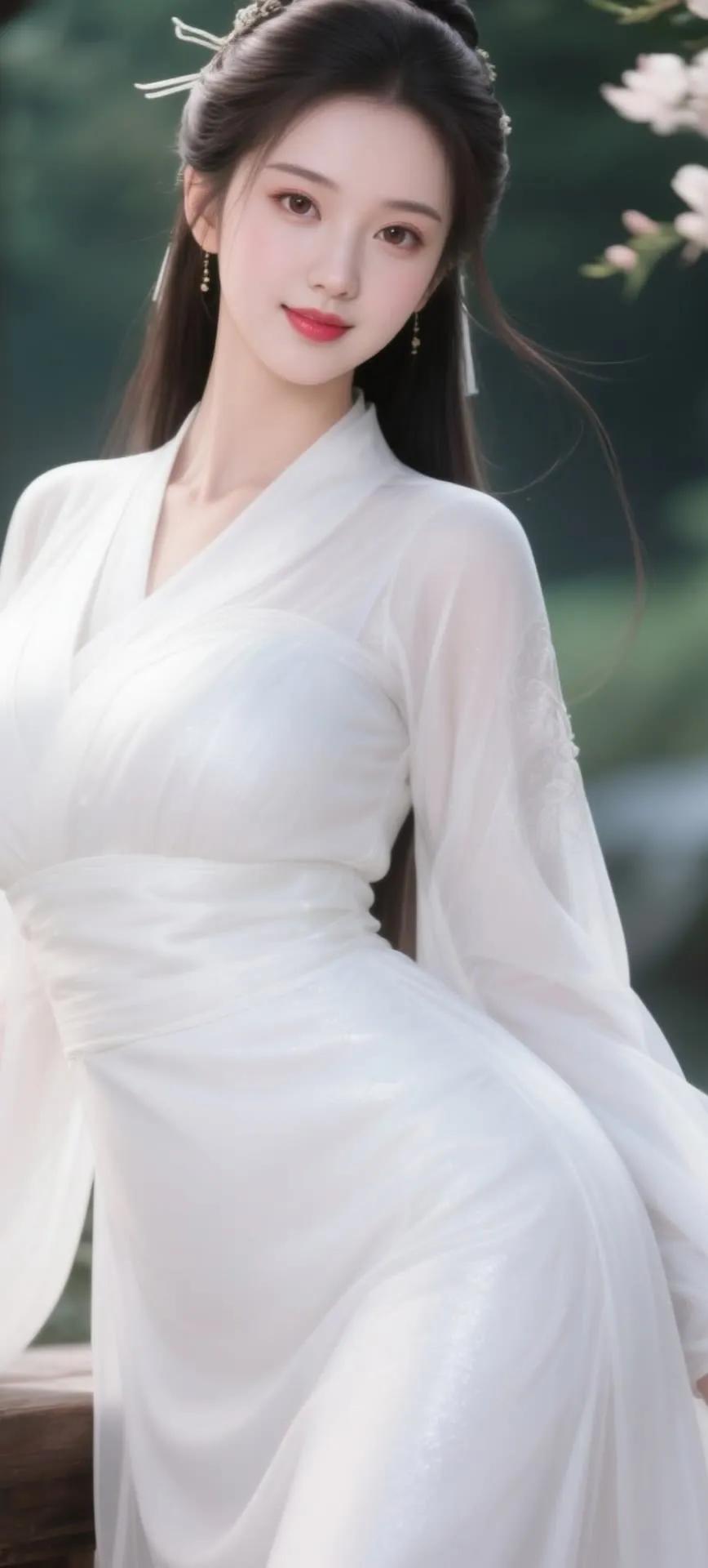 “古风美人，白衣飘飘，宛如仙子下凡”🌸👗