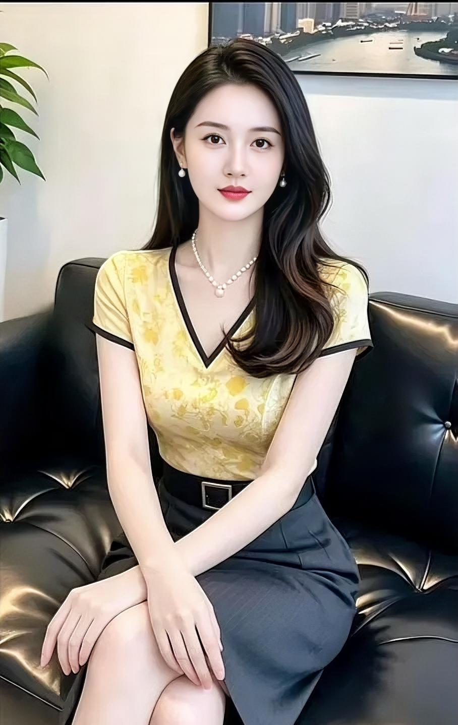 《暖金流光》暖黄轻染，暗纹流转微光黑皮沙发，衬你端坐从容珍珠温润，长