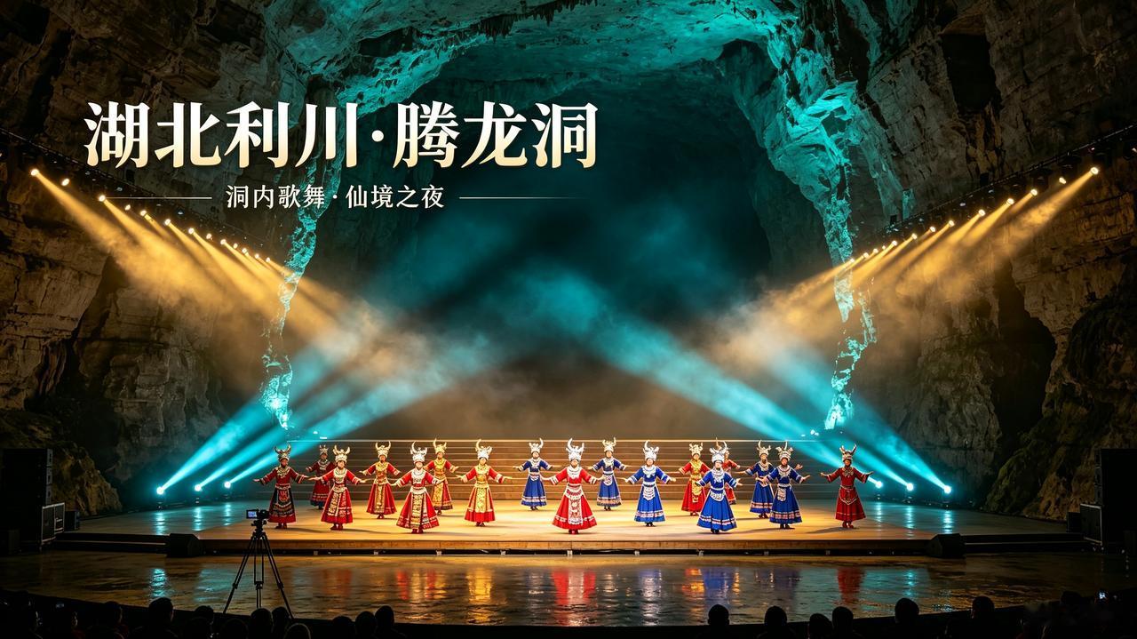 湖北利川腾龙洞，洞内舞台格外惊艳直白表述：利川腾龙洞是体量超大的天然溶洞，洞