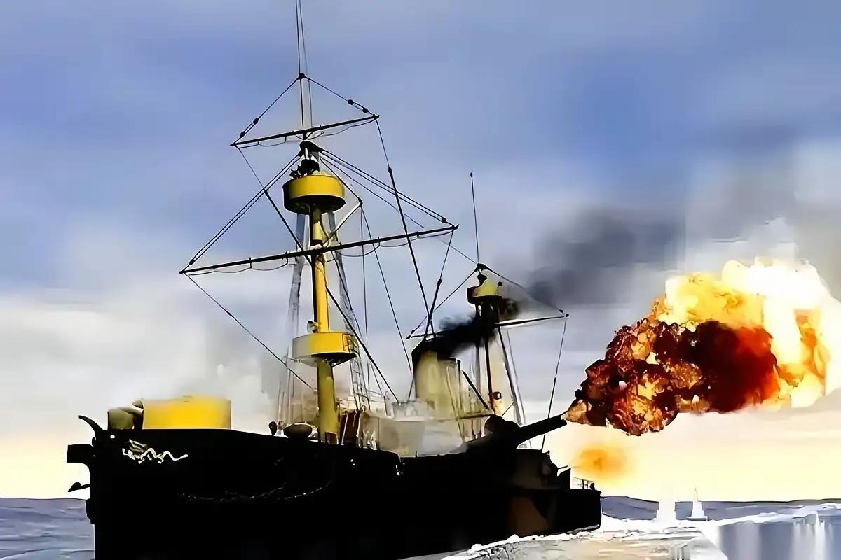 甲午海战里，我觉得最黑色幽默的一幕。咱们的定远舰，轰一发305毫米的巨炮出去，