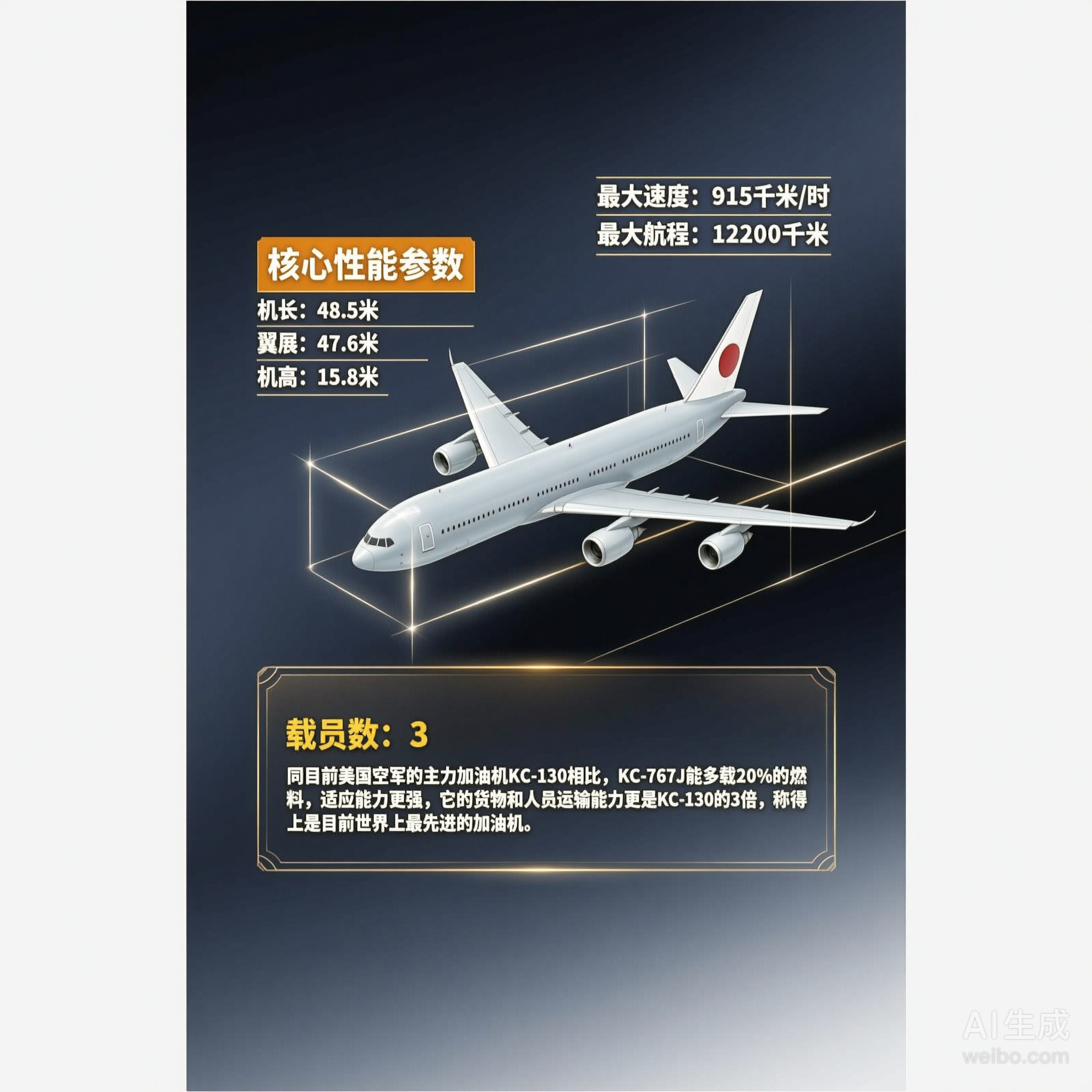军事ai新视野KC-767空中加油机［日］机长：48.5米翼展：47.6米机高