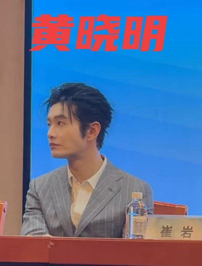 黄晓明，偶像包袱还是有点重啊！开个会这么发型有点夸张了吧，感觉每一根头发都精