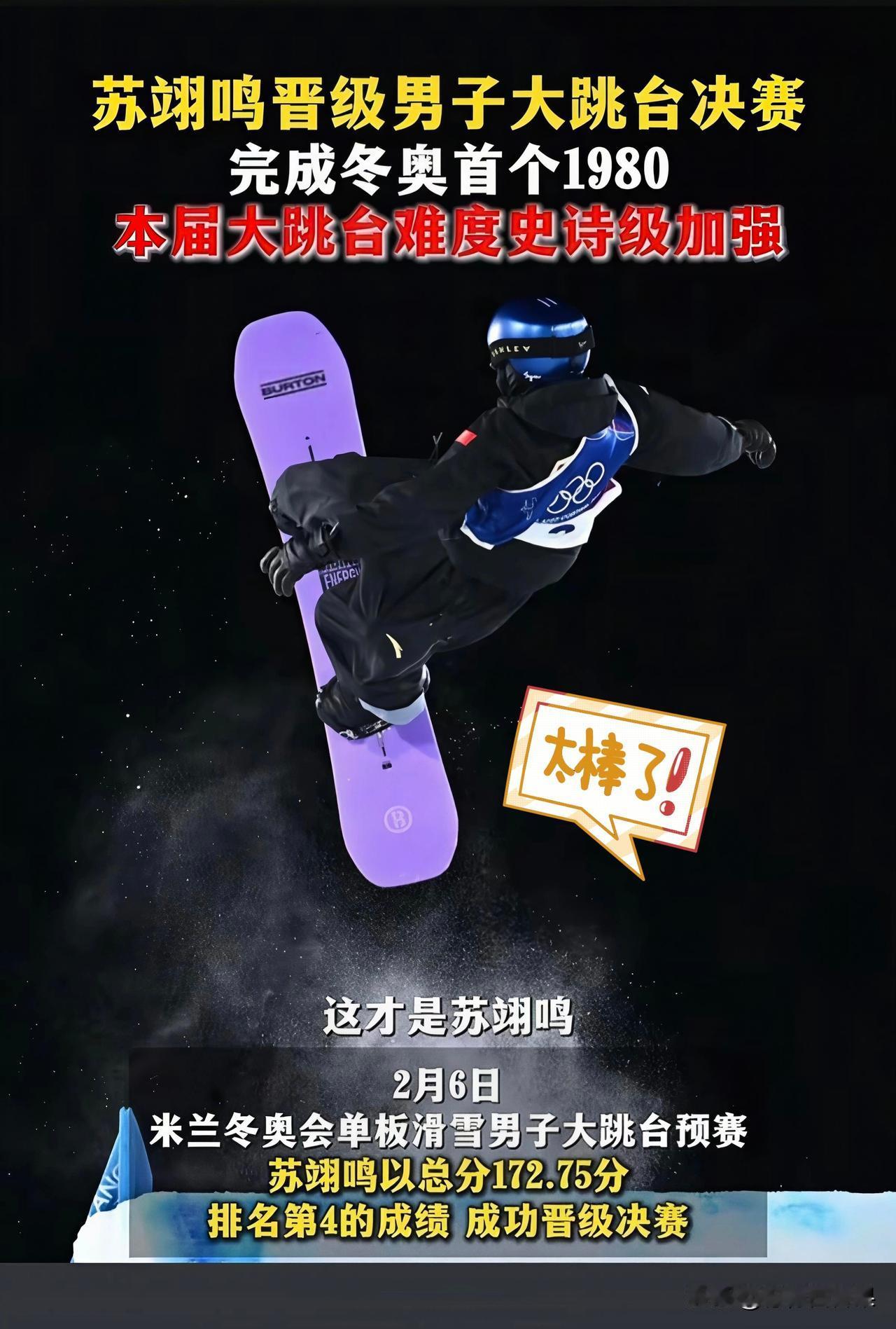 谁懂啊家人们！米兰冬奥单板大跳台预赛，苏翊鸣首跳直接摔了，22分排第24，我当时