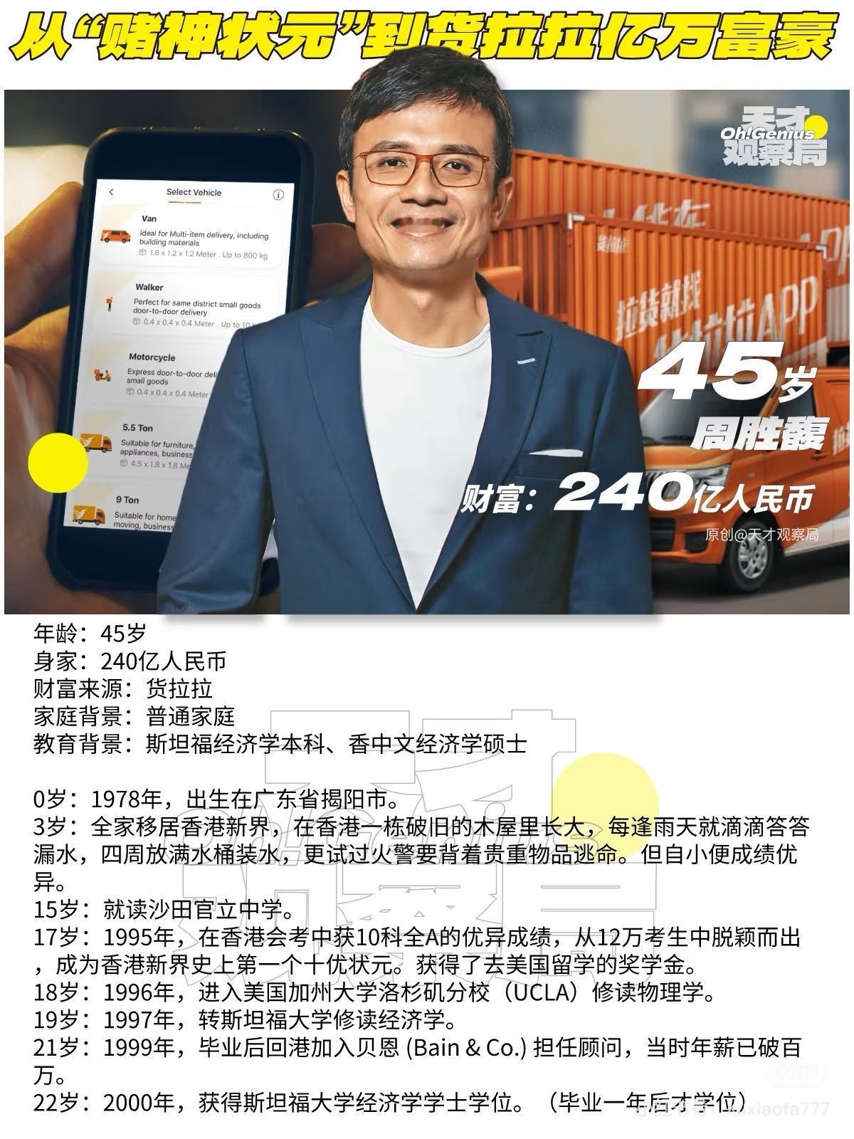 货拉拉原始资金竟是靠德州扑克赚的3000万货拉拉创始人周胜馥ShingCho