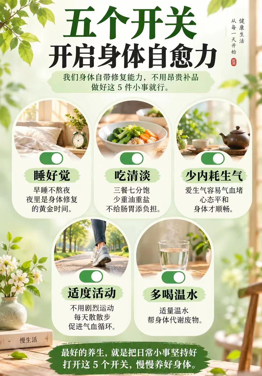 养生就是养命，最好的养生都是免费的今天分享几件简单、不用花钱，坚持就能受益的日常