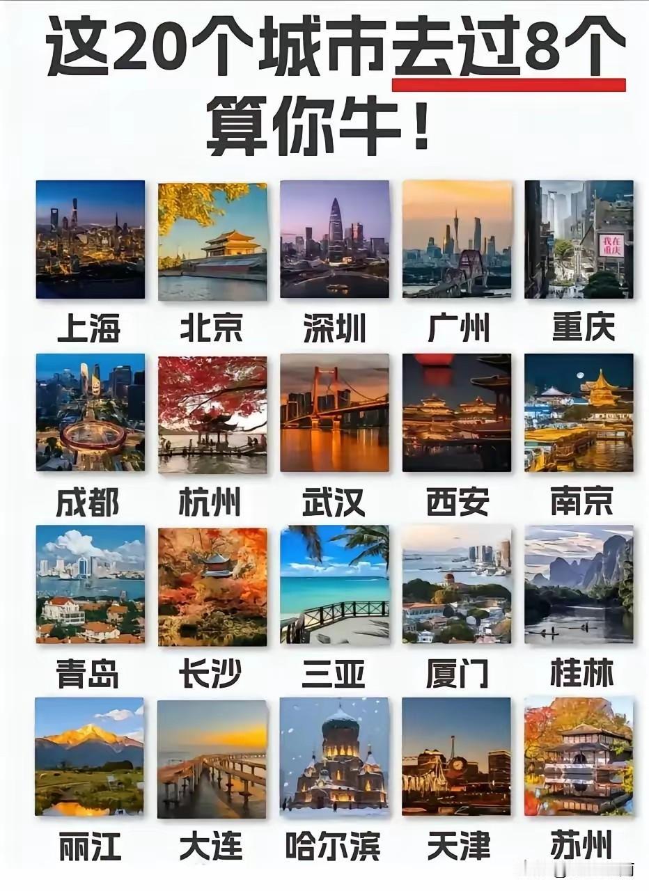 这20个我国顶级城市，如果你去过其中8个，那你就一定是非常厉害的人了！这其中有