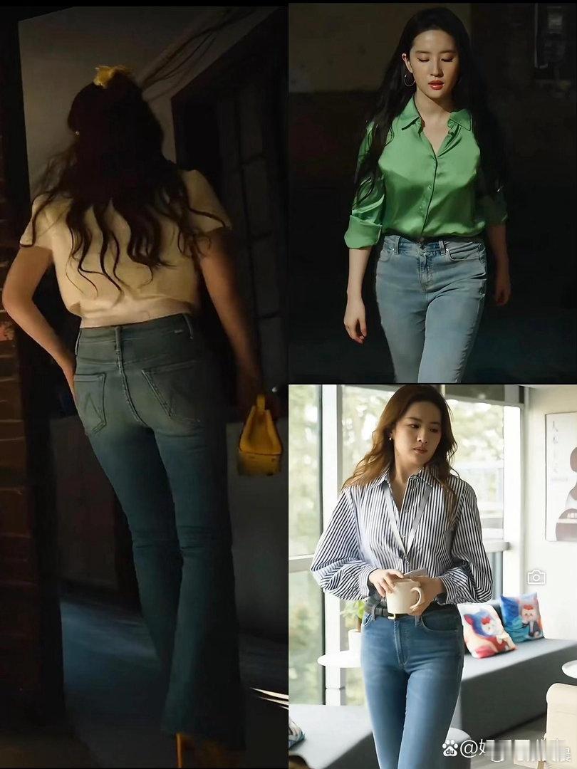 刘亦菲穿牛仔裤也太绝了，简约随性又显气质，轻松赢麻全场！