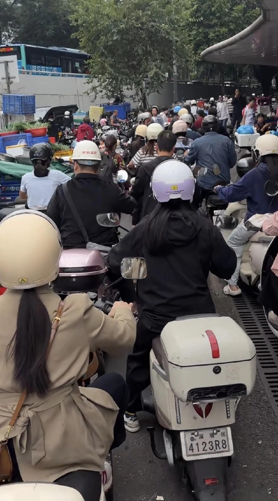 深圳打工人现状，没车没房可以忍，没电动车真不行！深圳洪湖立交这波电动车洪流