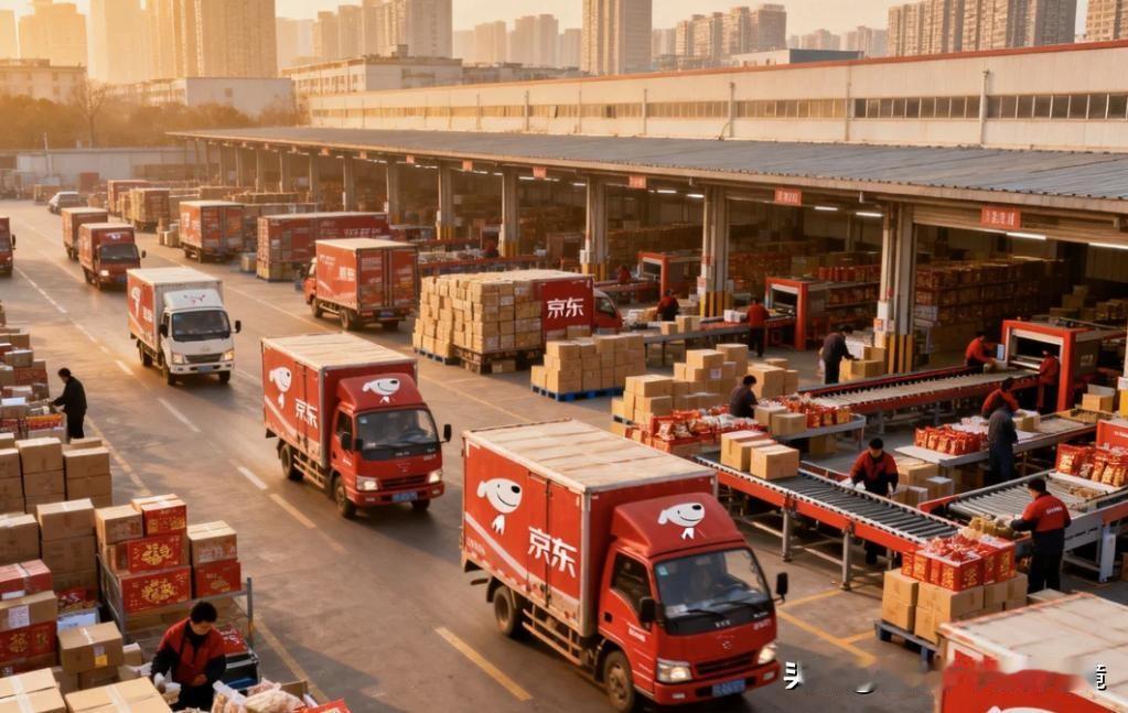 宿迁光明村又热闹起来了。刘强东给老家1300多户乡亲发年货，米面粮油，从村头摆到