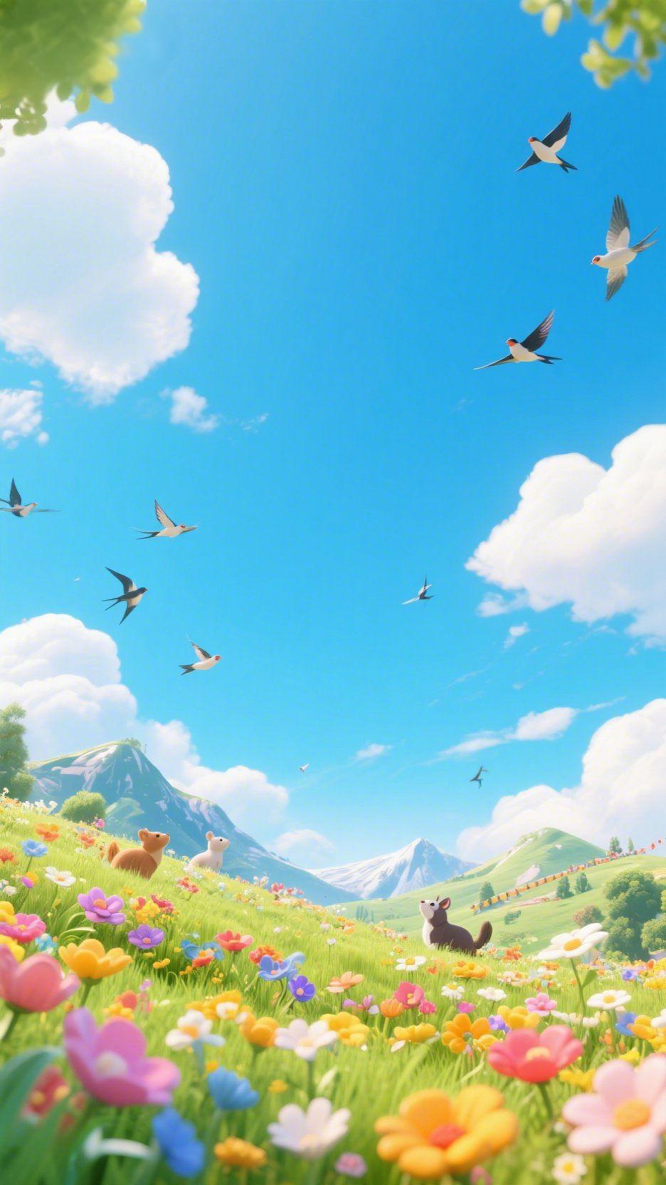 《春野漫游记》风裹着花香撞进怀里时，我正踩在软绒绒的草甸上。漫山的花