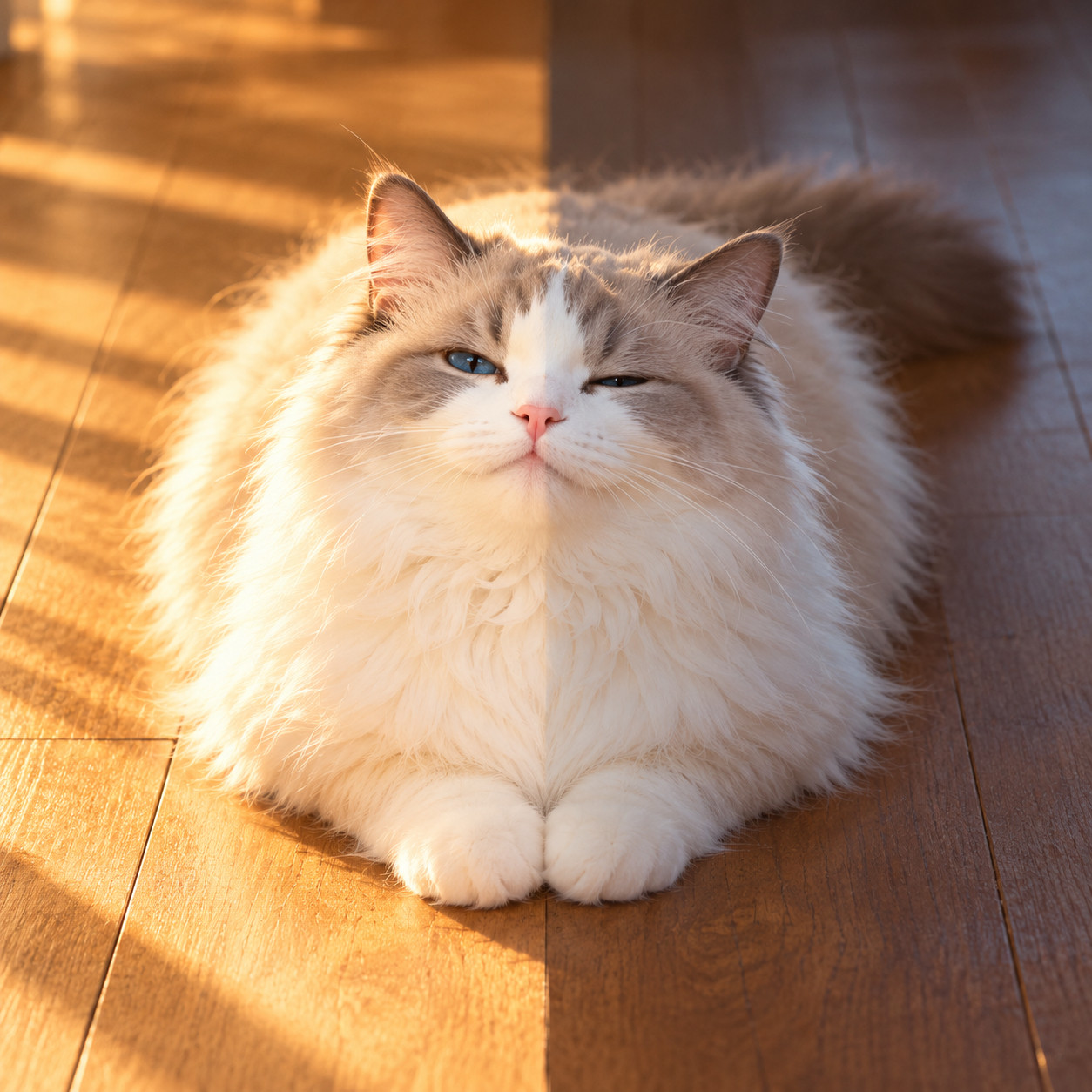 今天秋分，昼夜平分。我家的猫也平分——一半身子晒太阳，一半身子阴凉，自己给自己搞
