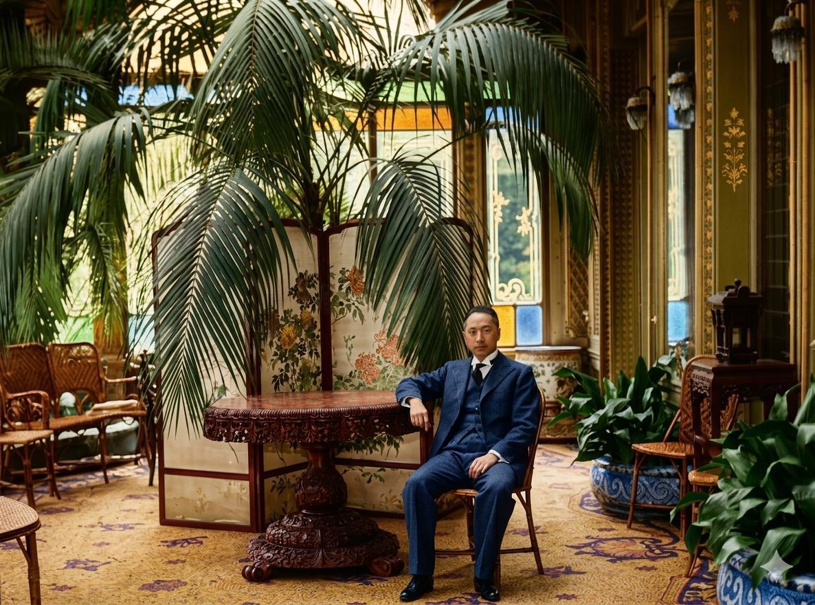 20世纪20-30年代，照片中的男子是民国第一外交家顾维钧，他身着西装，搭配白衬