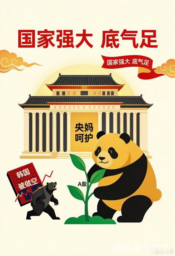 国家还是强大的。今天韩国又熔断了，很多人慌。但换个角度想——这轮韩国被反复砸，背