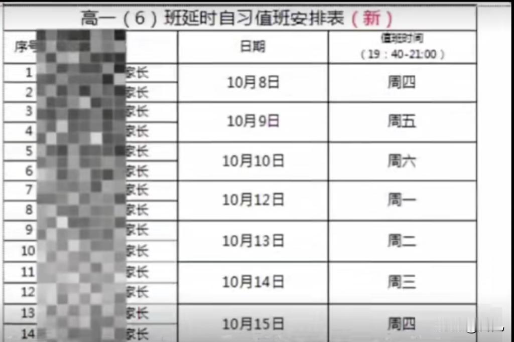 武汉十五中要求家长轮值延时晚自习，不是家校创新，是在添乱。10月8日，有家长