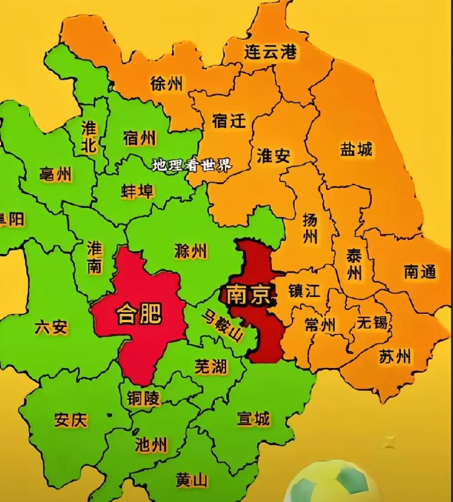 原来江苏省有7个城市与安徽接壤，足可见两省之间的关系确实不一般，自北向南依次是徐