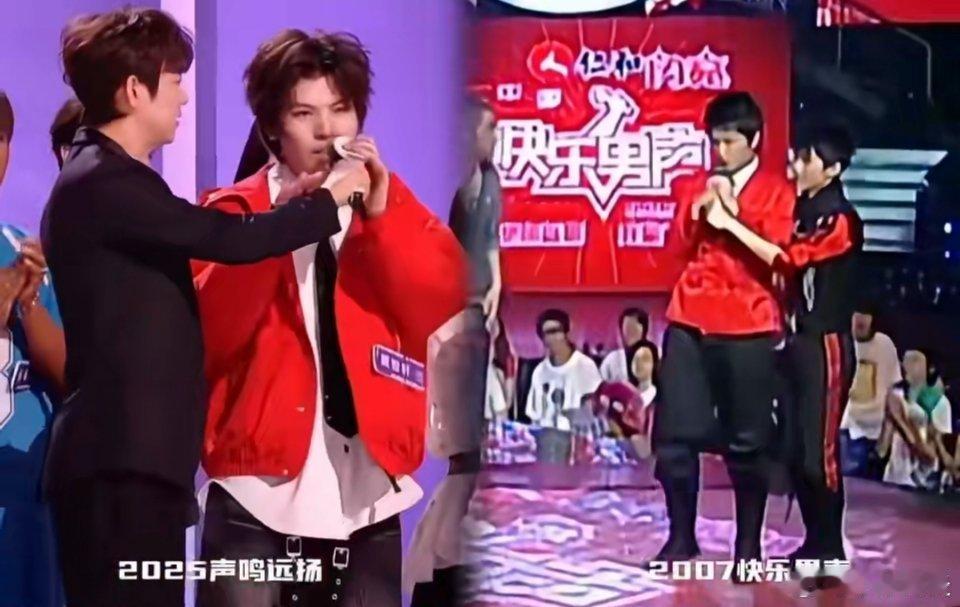 历史总是惊人的相似，每一个名场面都有何炅的身影[笑着哭]。在《声鸣远扬》节目中