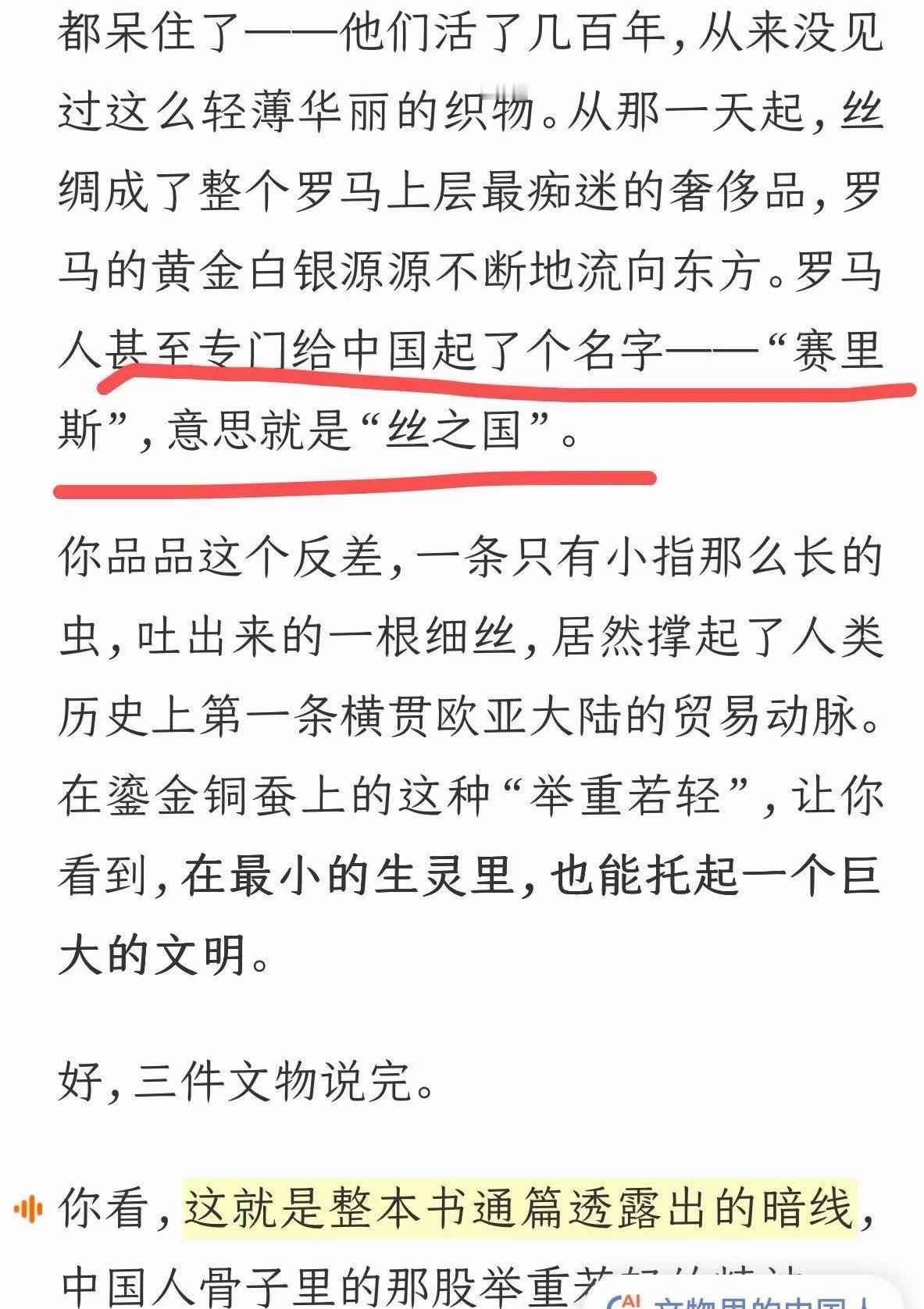 李老师说赛力斯的名字由来可能是来自这里、罗马人给中国起的名字“赛力斯”意思是“丝