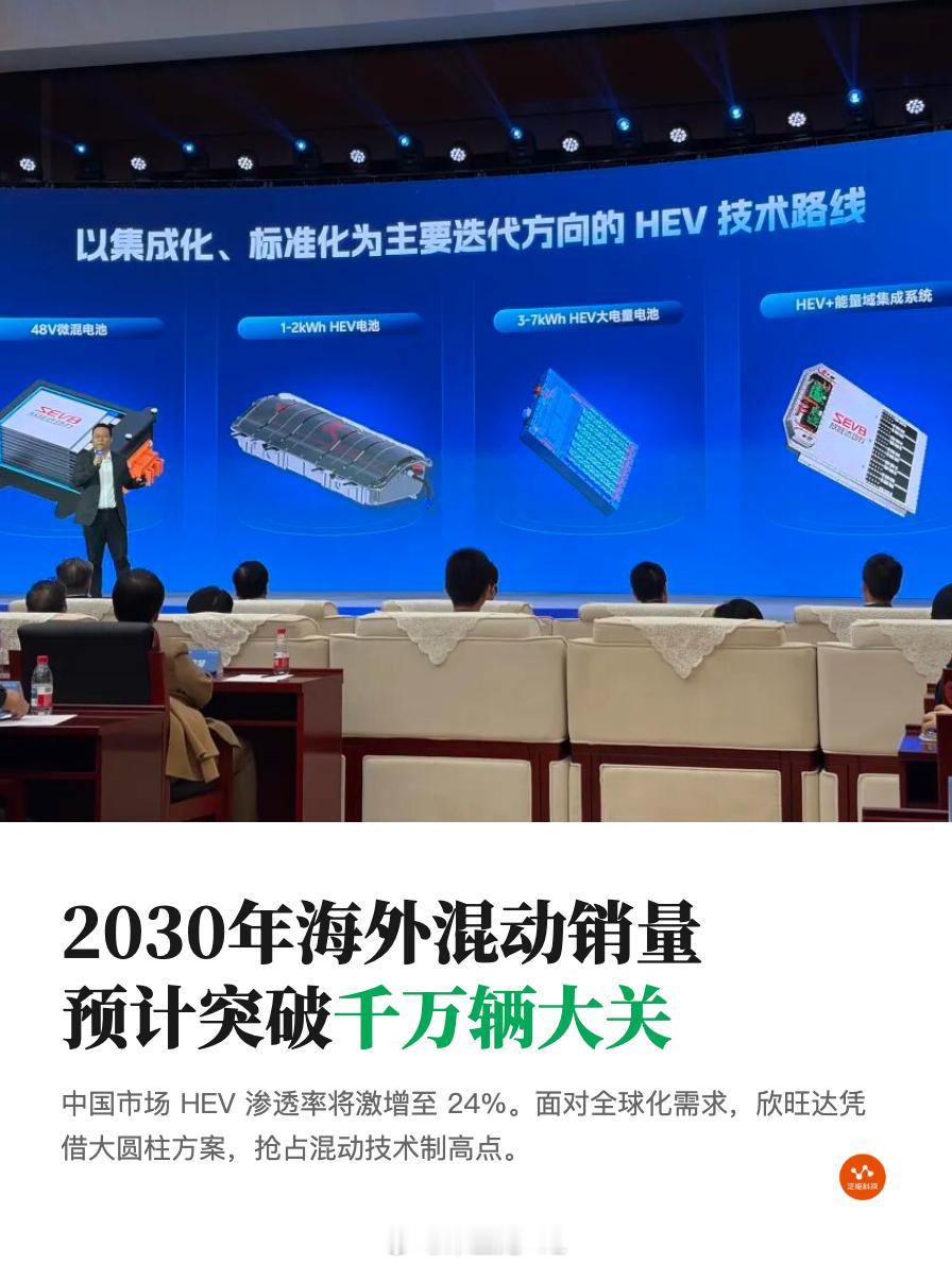 这次欣旺达的技术日冲突了，所以没去成。不过用大圆柱电池来做HEV，这块5kWh