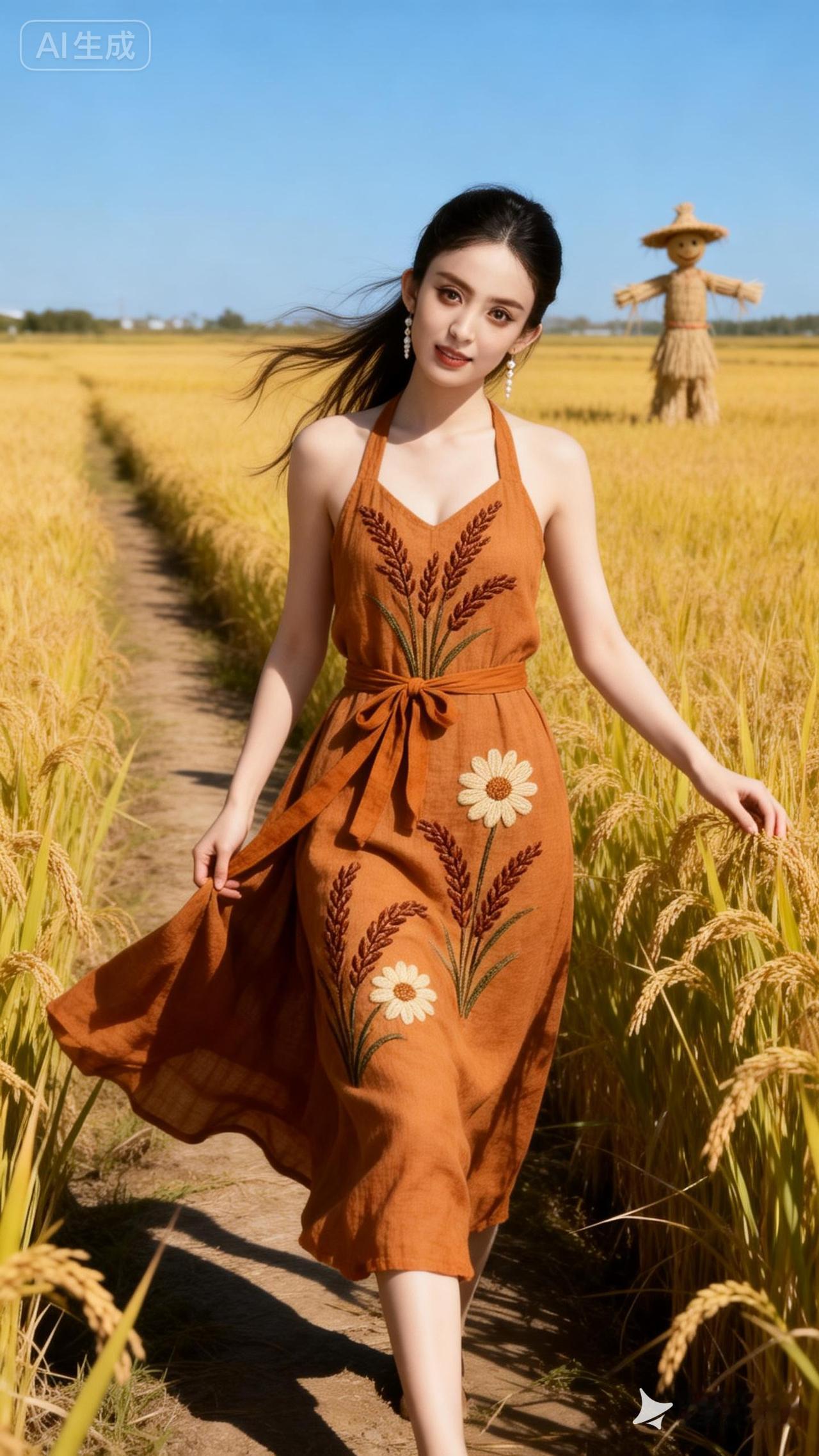 在金黄的麦田中漫步，感受大自然的美好。