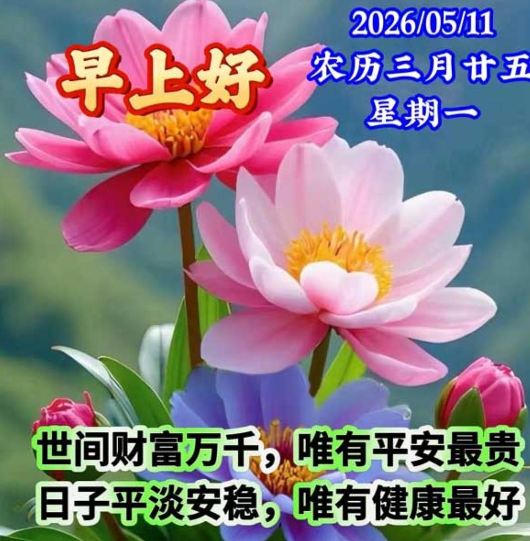 新的一周，新的开始；新的阳光，新的问候；阳光暖暖，福气满满；新的一天，顺心