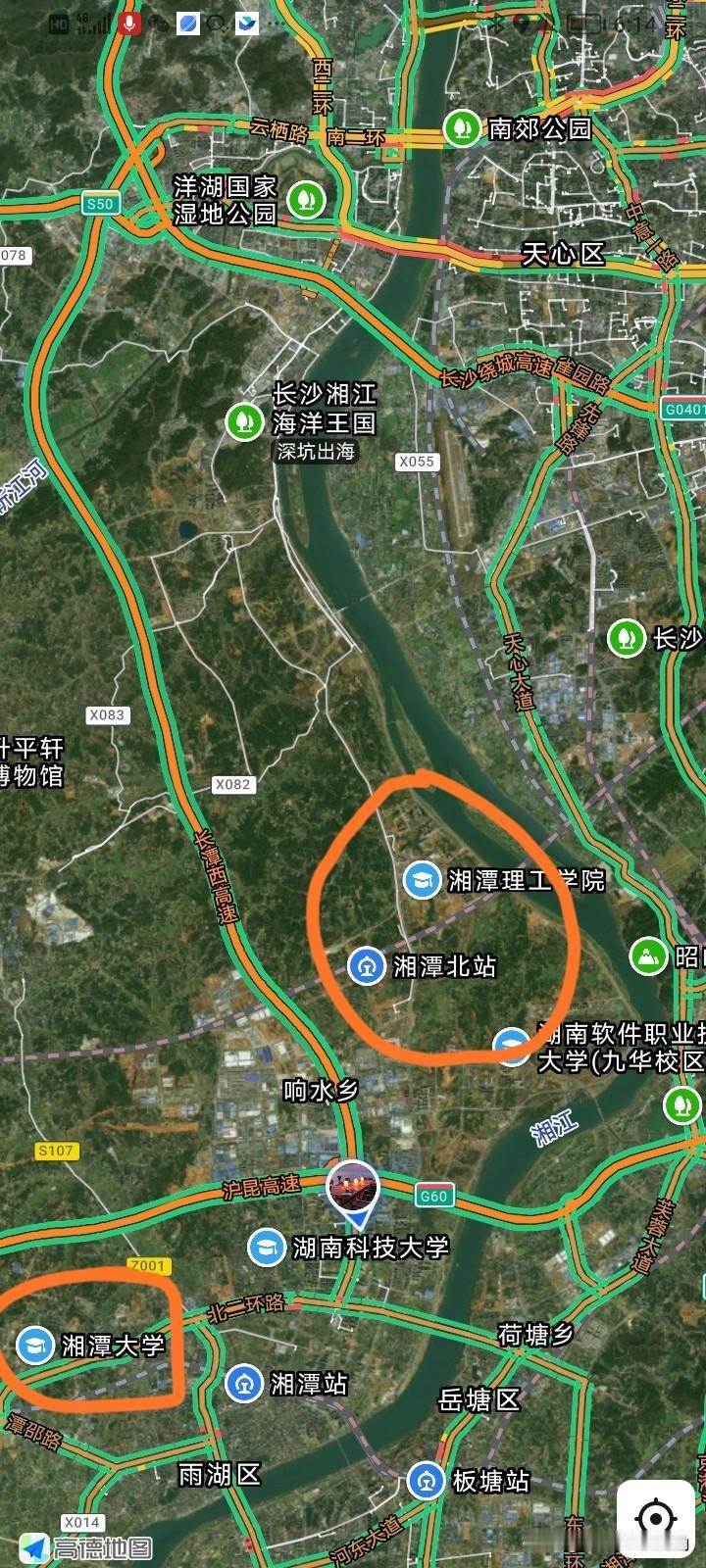 湘潭大学本部边上的伏林路未来对接的是长沙的郊区和边缘地带，如果把新校区在湘江科学