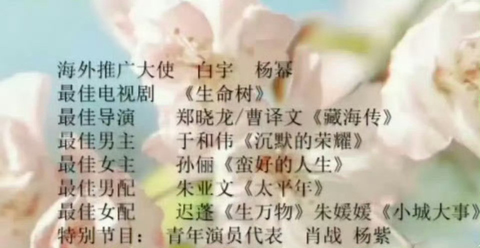 据说是白玉兰完整获奖名单目前中了一个了