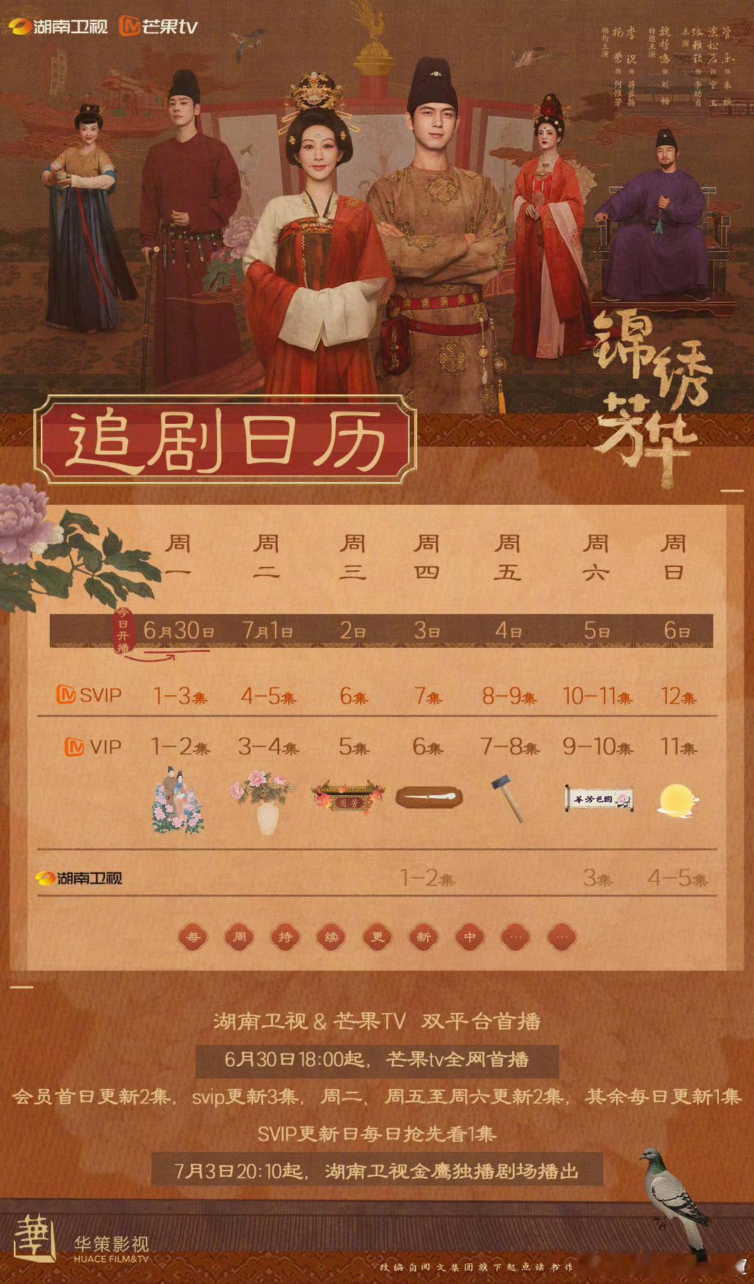 锦绣芳华今日开播锦绣芳华今天开播追剧日历更新，首更两集，SVIP三集，连更12集