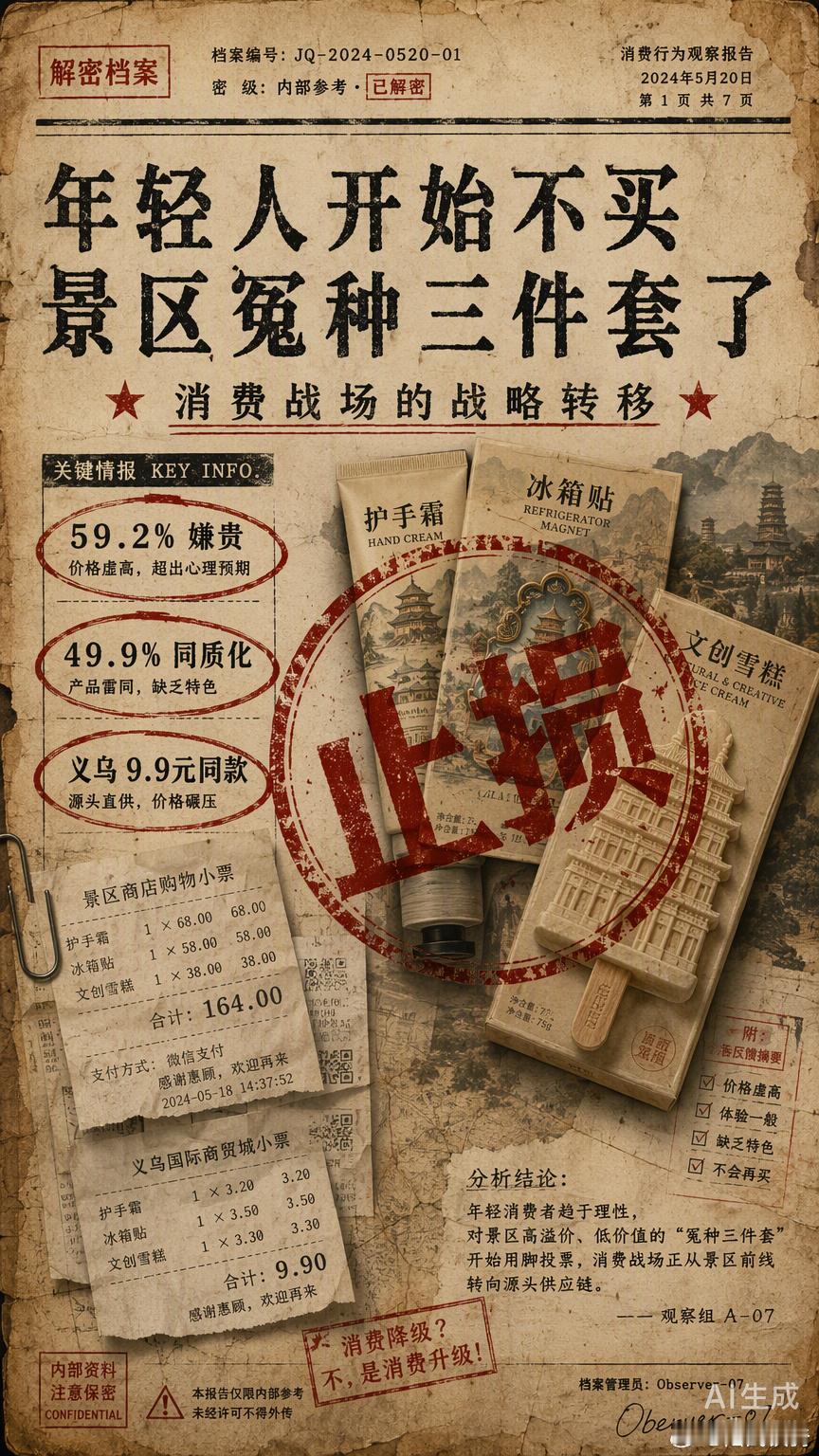 我从来不在景区买东西的，感觉现在景区里，尤其是古镇、老街等地的东西，全都是义乌产的。[捂脸哭]年轻人