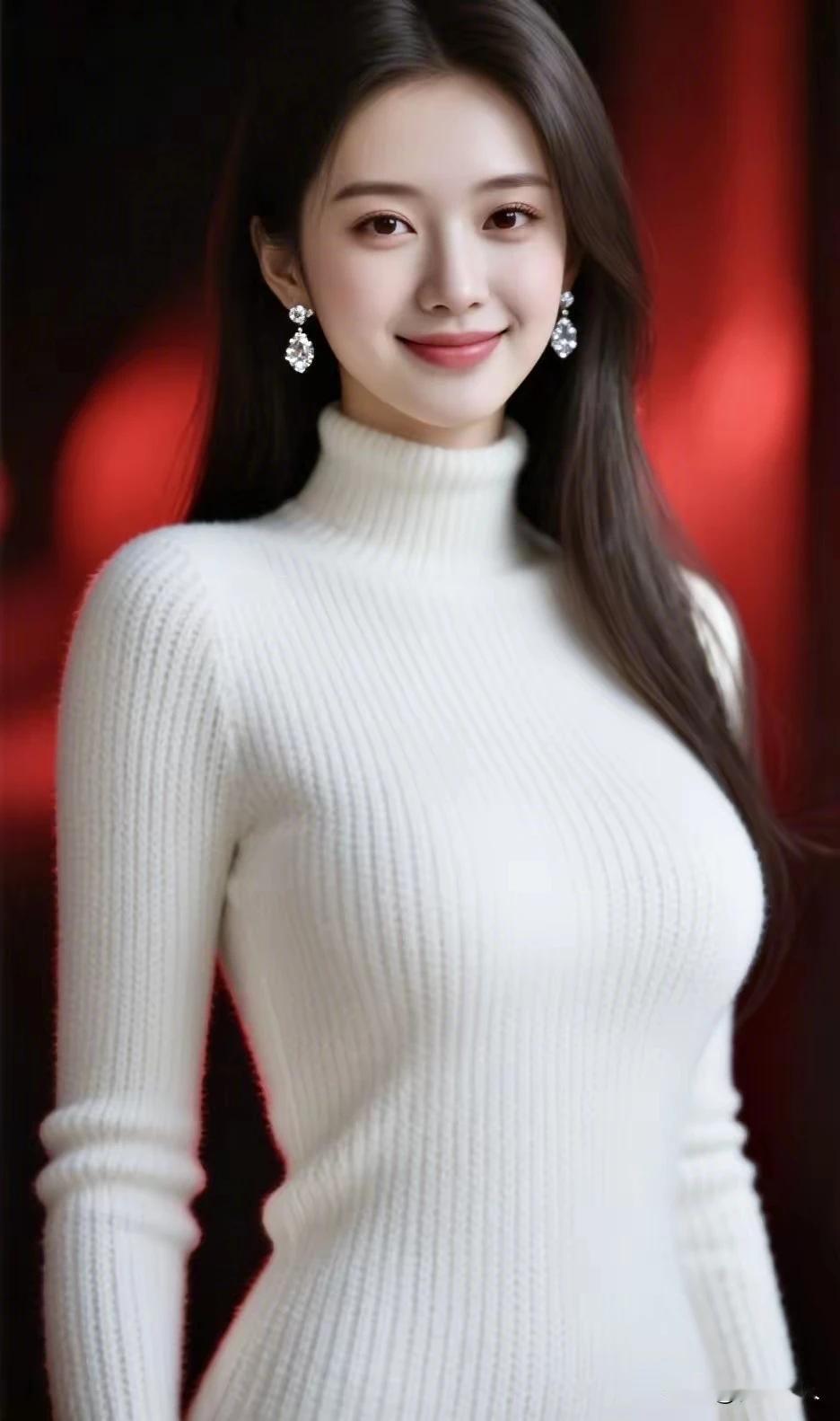 一袭白衣衬娇容，眉眼含笑醉春风。