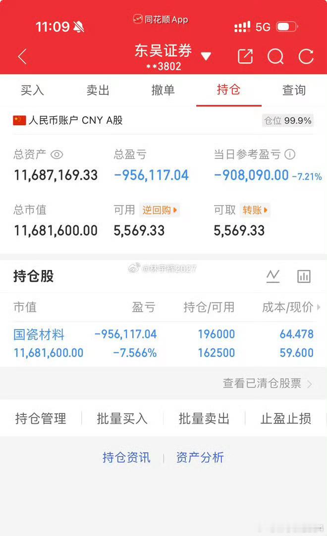各位战友！国瓷当前位置放心加仓，我认为这个价位没有任何风险。不过资金有限，我就充