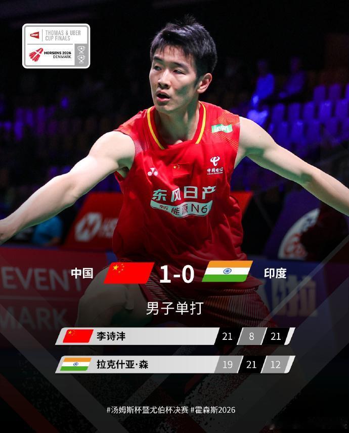 3比2力克印度，国羽汤杯小组赛三战全胜出线 北京时间4月29日晚，在丹麦霍森