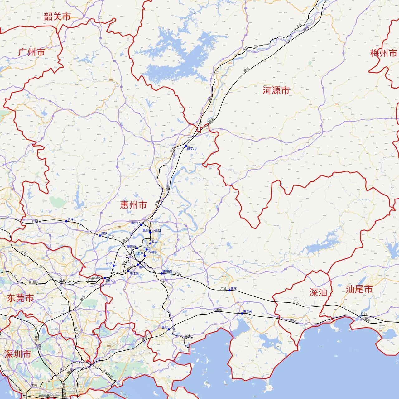 广东省惠州市铁路及客运站分布图根据铁路12360数据，广东省惠州市目前有以下1