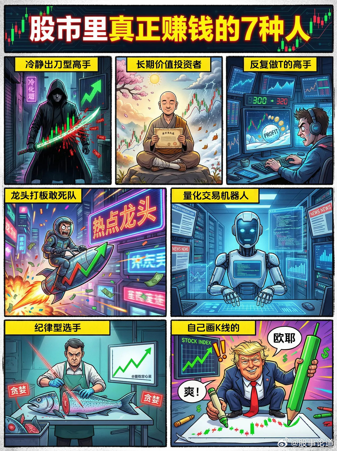 股市里真正赚钱的七类人第一类：全年八成时间空仓，一年只出手两次，刀出鞘见血就收，
