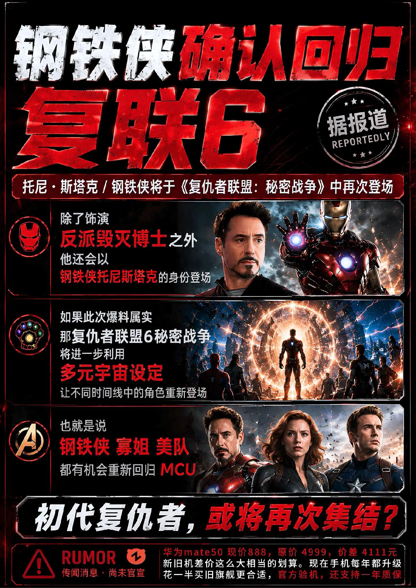 钢铁侠确认回归漫威宇宙！复联这波操作直接把期待值拉满了！