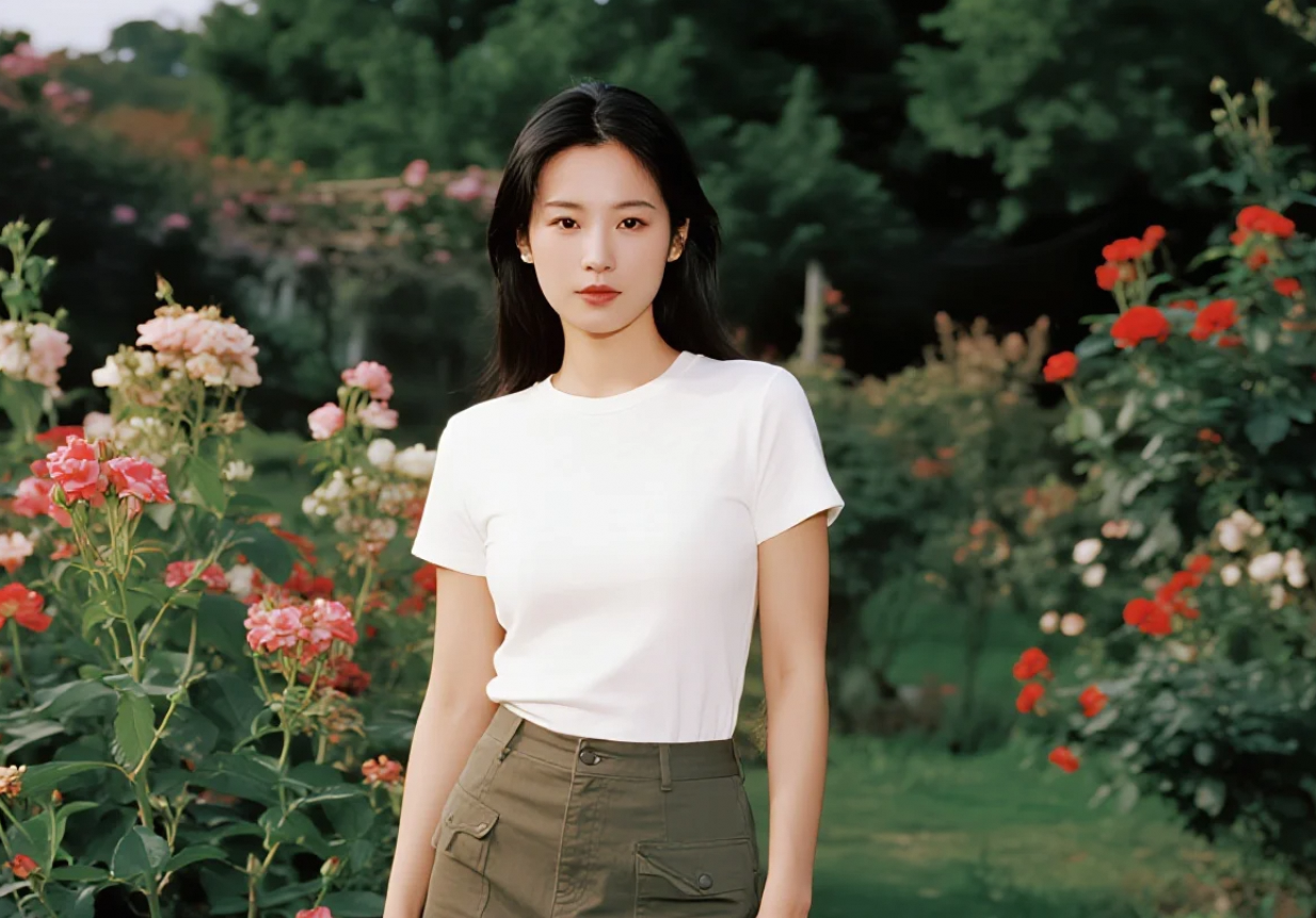 花园里，她的淡雅如同清晨的第一缕阳光