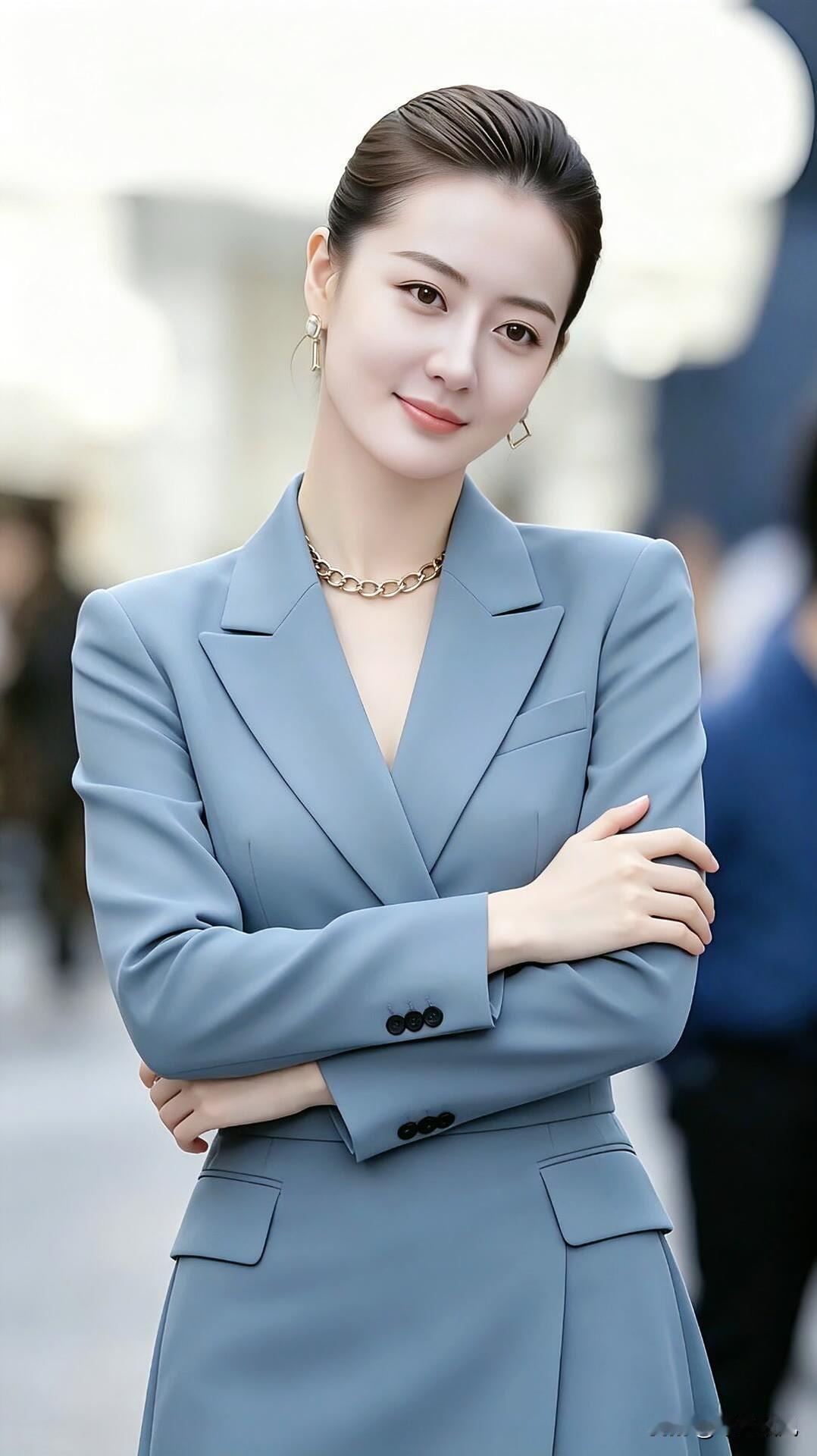 优雅蓝调职场风，自信女神范儿。