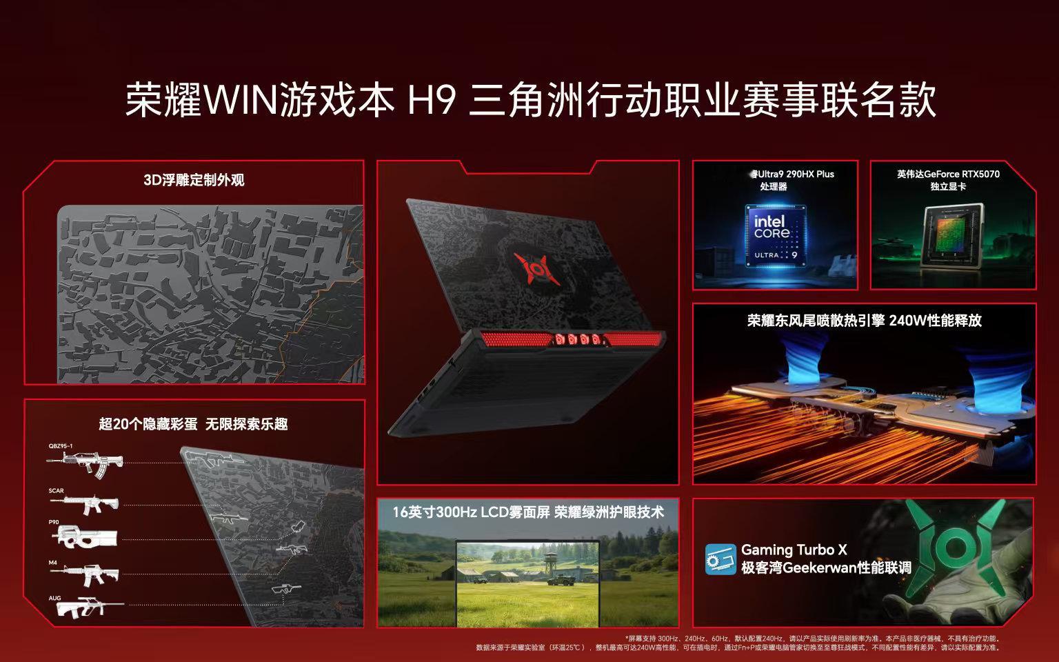 荣耀WIN游戏本说真的，A面做3D浮雕金属的联名款不多见，H9三角洲联名算一个