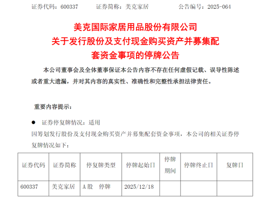 筹划跨界并购! 600337, 周四停牌