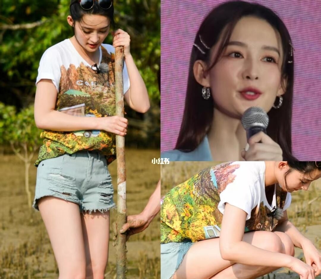 李沁这腿真的很难不让人羡慕啊！这小短裤配上这腿简直绝了，不是那种干瘦的，