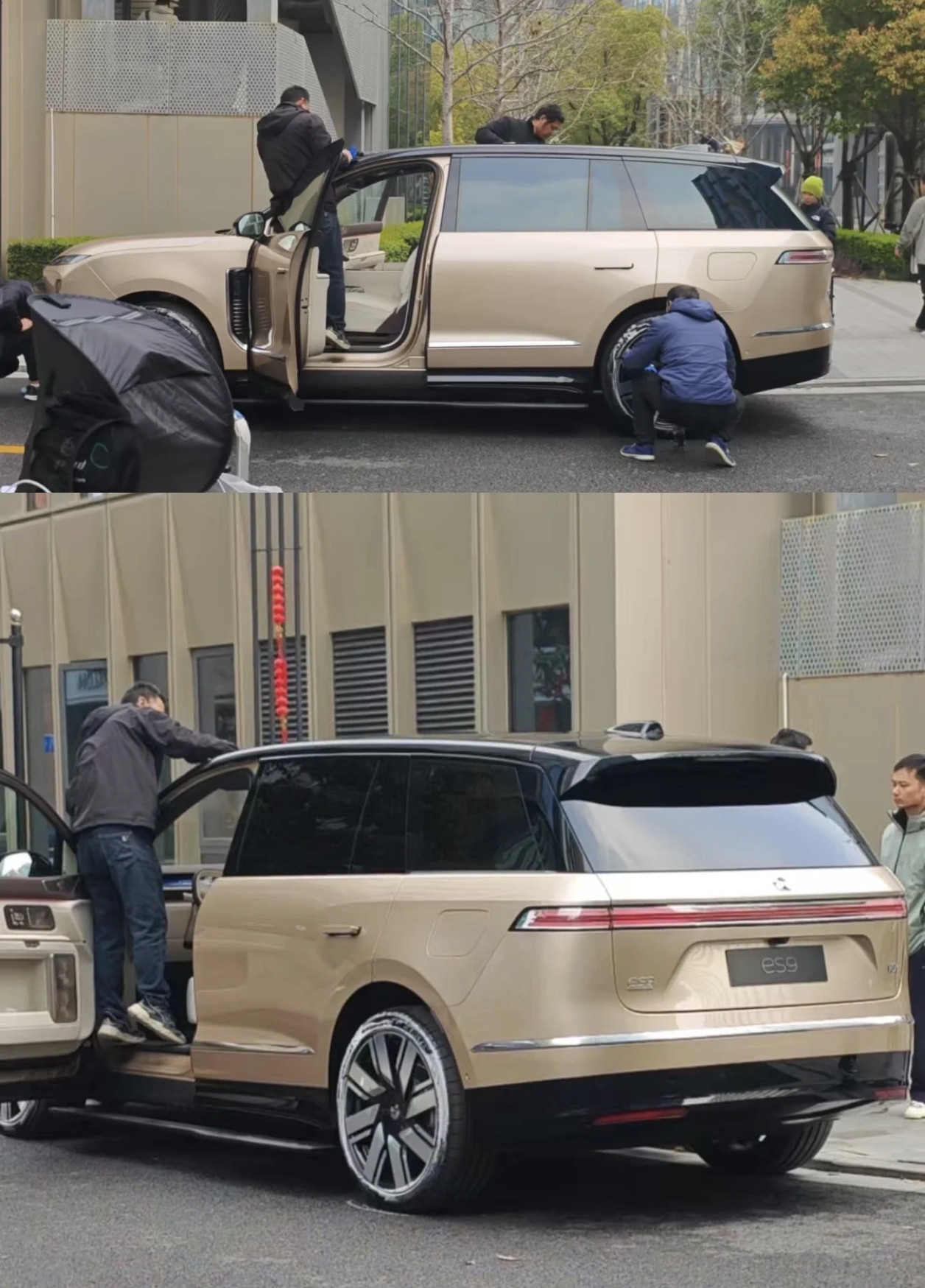 蔚来ES9实车实拍照片终于曝光了，车头比ES8霸气很多，车身比ES8也挺阔很多。