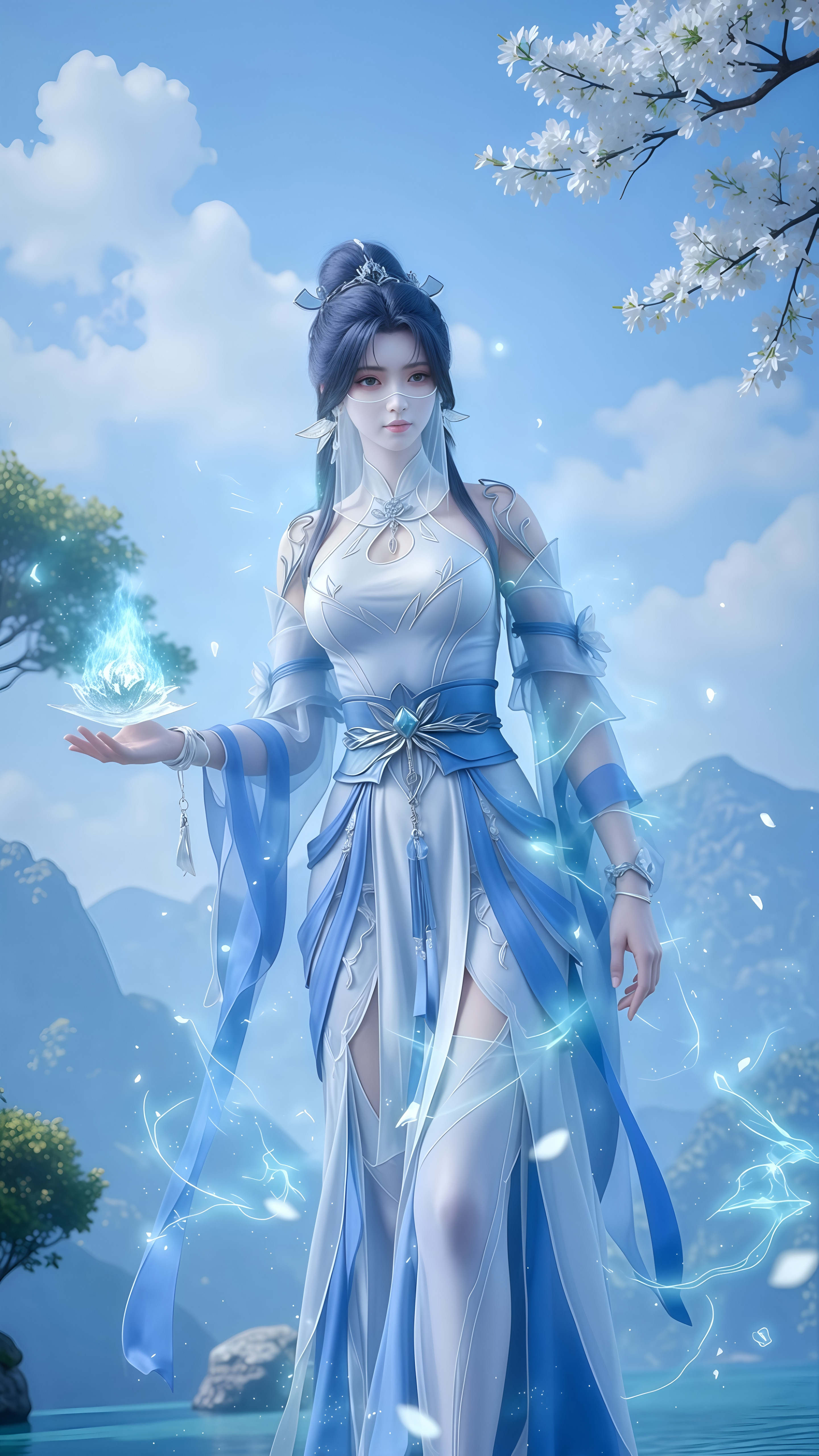 国漫《武动乾坤》绫清竹手机壁纸：风吹三千，凝脂花貌！