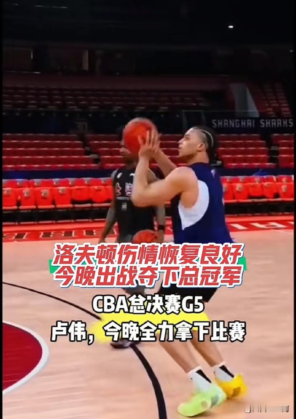 上海队赛前迎来天大好消息，洛夫顿恢复良好，赛前卢伟表示今晚洛夫顿会上场打比赛，全