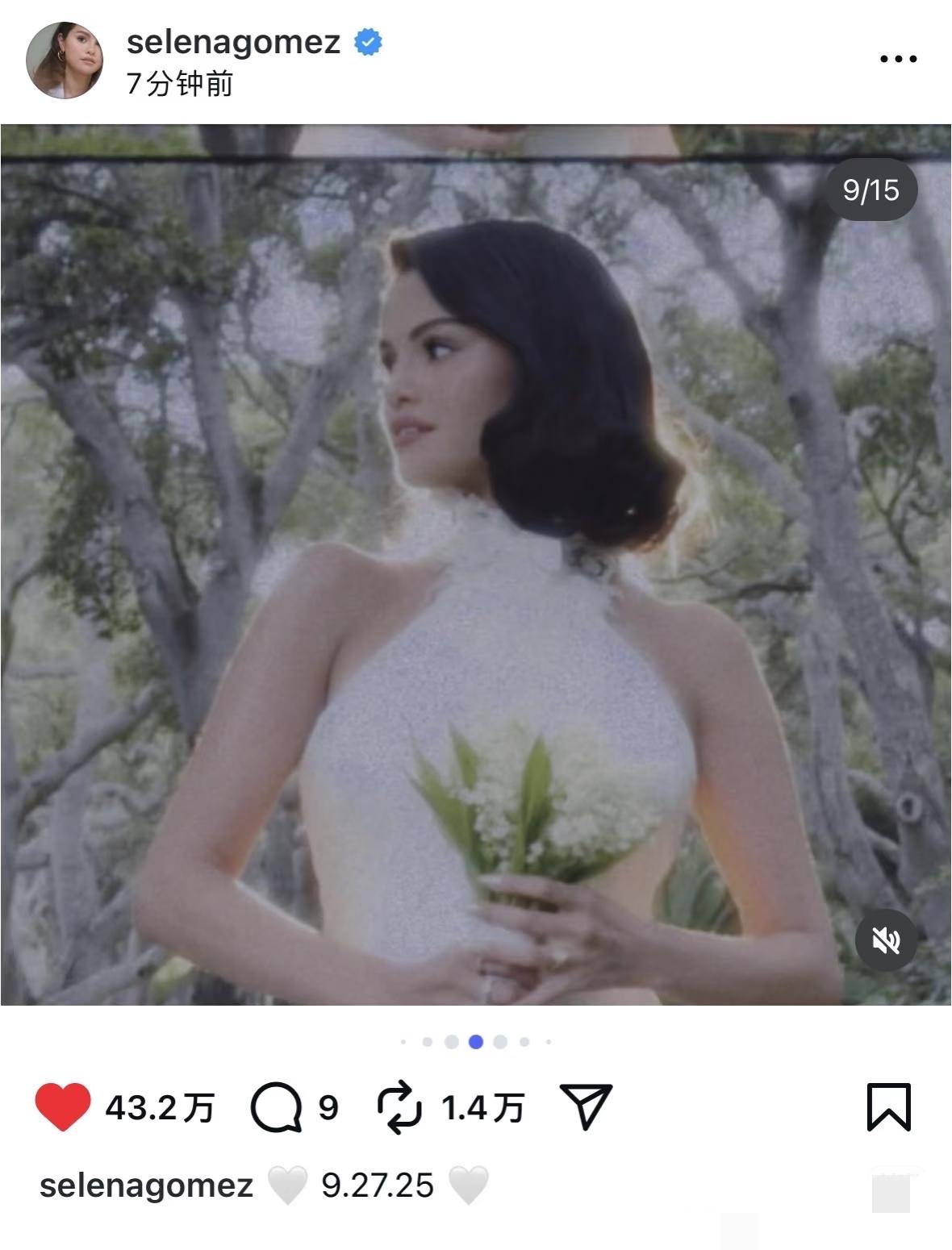 每一张都是可以当壁纸的存在！赛琳娜和男友举办婚礼，保密工作满分！当地时间9月2