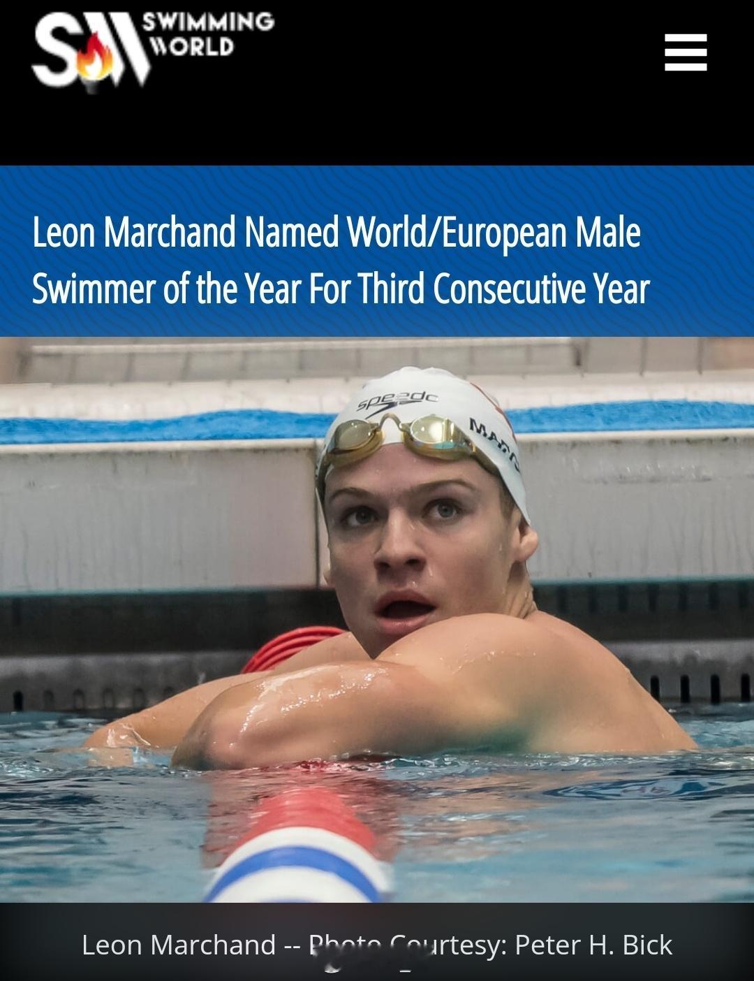 《游泳世界》评选2025年度最佳男/女游泳运动员🇫🇷LeonMarchan