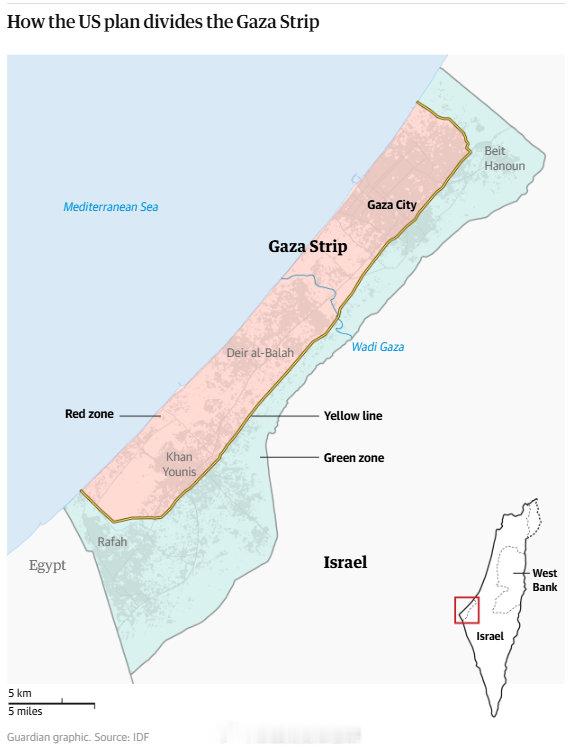 美国正计划对加沙实施长期分区，将其划分为“绿区”和“红区”：“绿区”由以色列和国