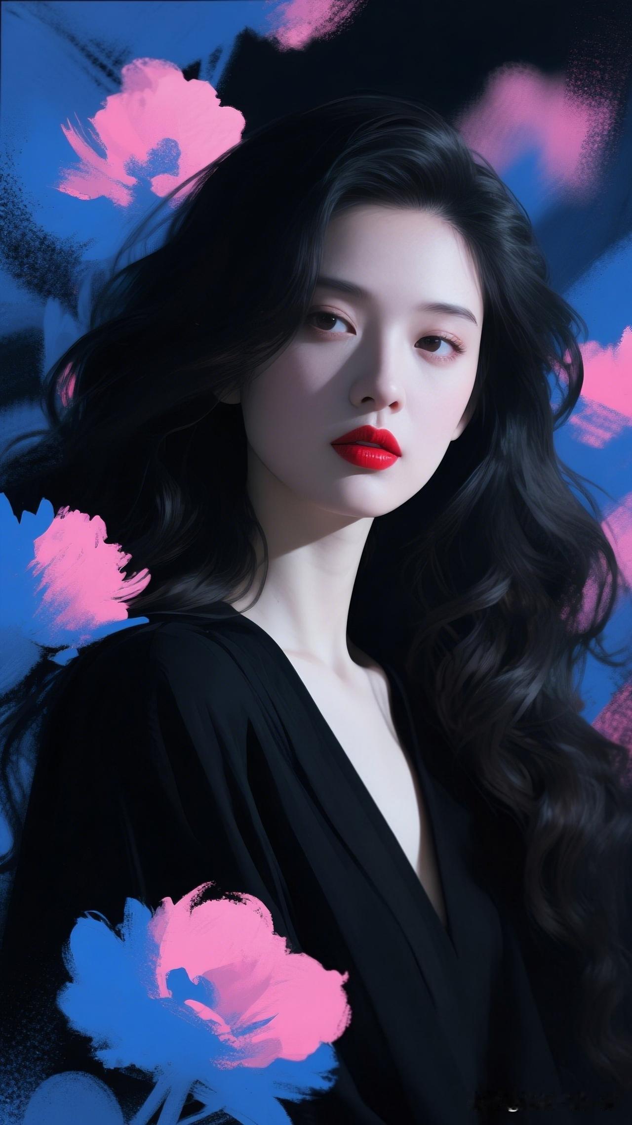 红妆映碧空，花影入梦来。什么样的穿搭可以成为气质女神?惊艳的复古风，红唇黑发，